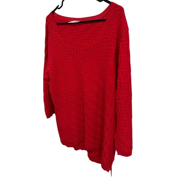 Kim Rogers Womens Red Round Neck Textured Knit Sweater Sz XL - Picture 3 of 9